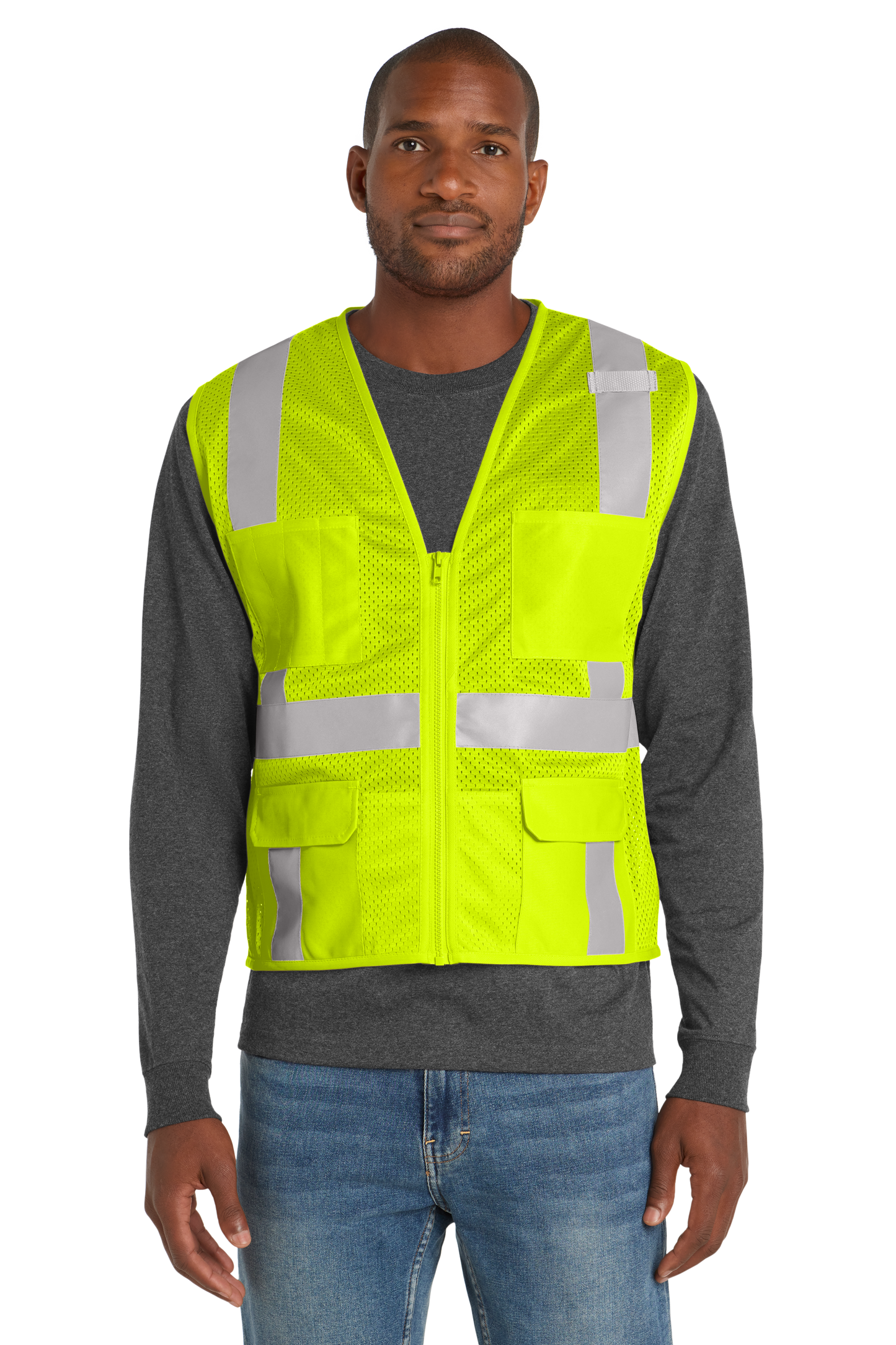 ABC FL Gulf - CornerStone® ANSI 107 Class 2 Mesh Six-Pocket Zippered Vest